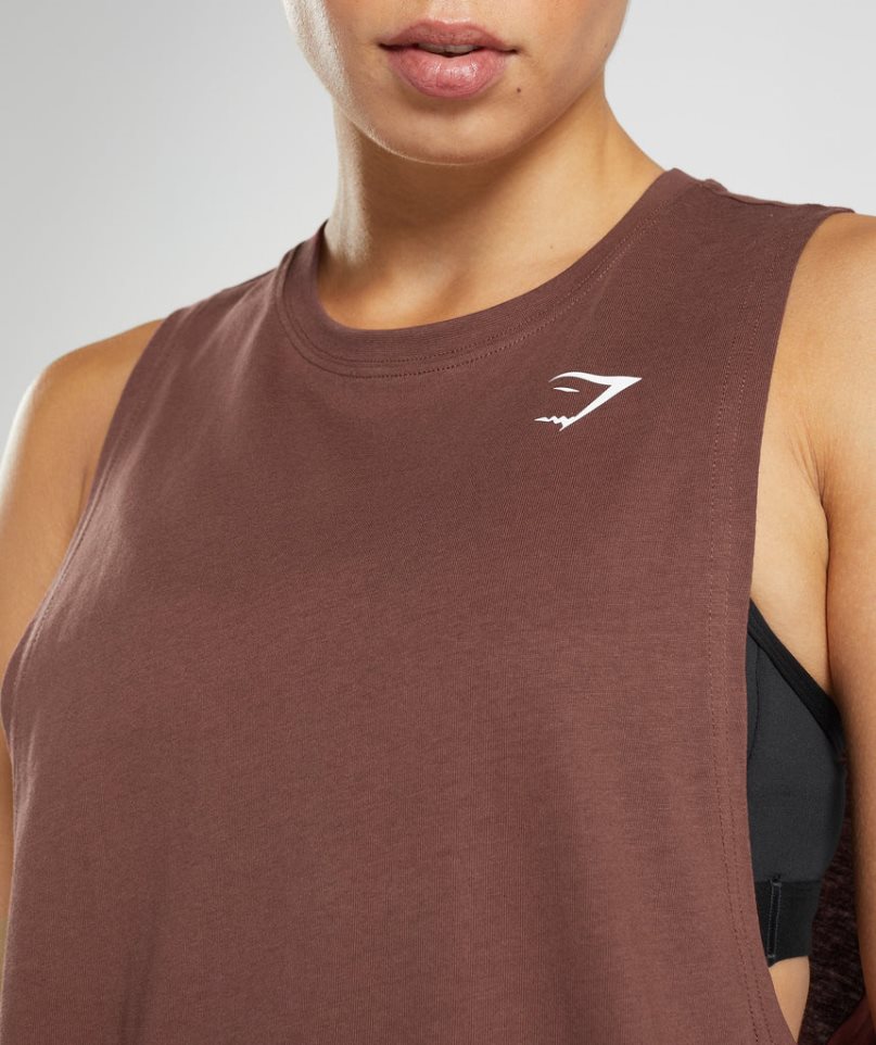 Podkoszulki Gymshark Treningowe Drop Arm Damskie Ciemny Brązowe | PL 648HYB